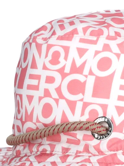 Moncler Logo Drawstring Hat In Pink