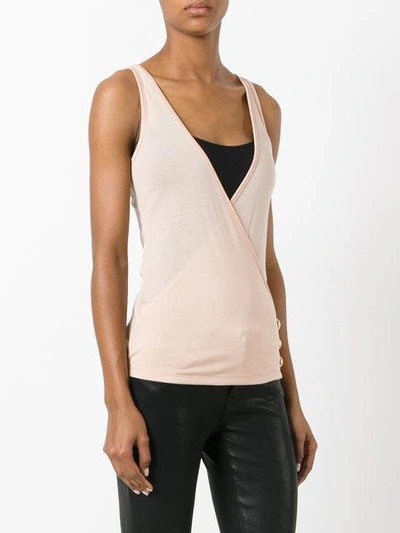 Shop Balmain Wrap Front Vest Top In Pink