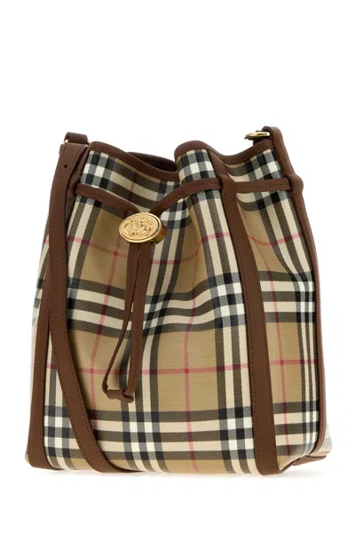 Burberry Small Drawstring Bucket Bag In Brown