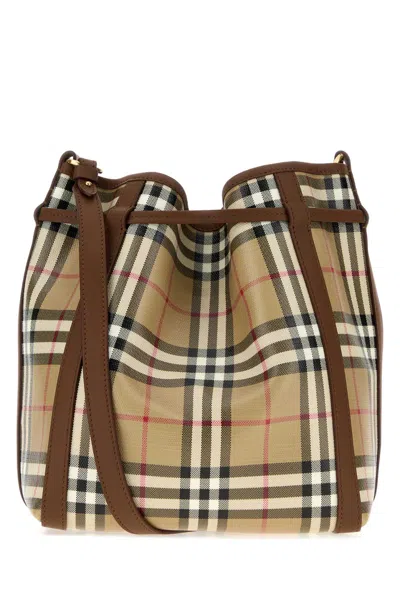 Burberry Small Drawstring Bucket Bag In Brown