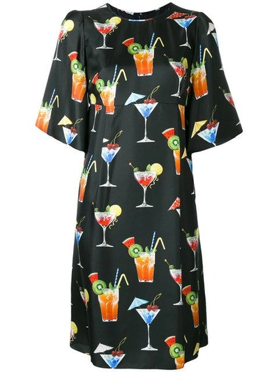 white christmas dresses Dolce & Gabbana Green Leaves Print Cotton Flared Mini Women's Dress main image 0