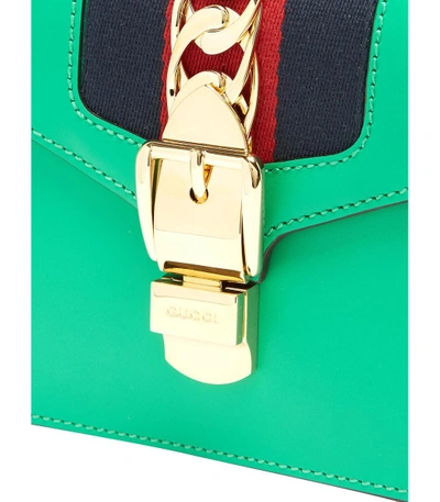 Shop Gucci Green 'sylvie' Mini Crossbody Bag