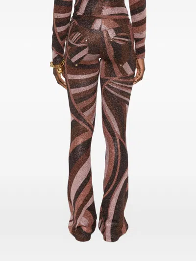 Pucci Printed Stretch-jersey Flared Pants In Brown