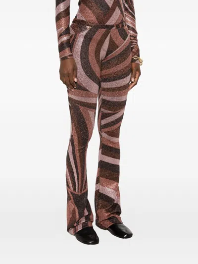 Pucci Printed Stretch-jersey Flared Pants In Brown