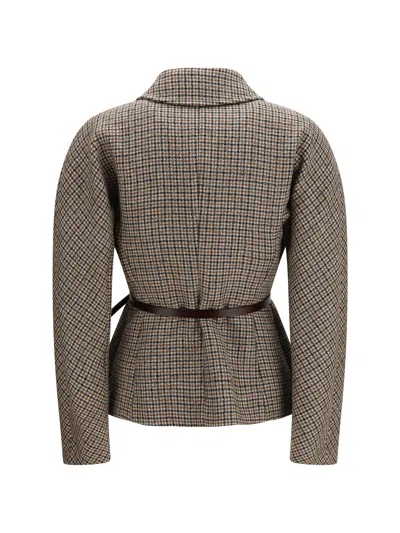 P.a.r.o.s.h Houndstooth-pattern Belted Jacket In Neutral