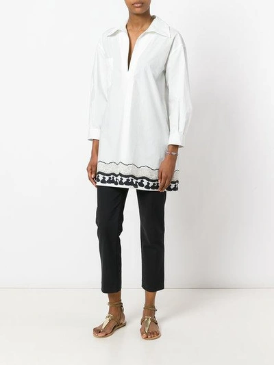 Shop Rossella Jardini Long Tassel Print Shirt - White