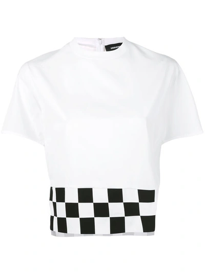 Dsquared2 Checkboard Cropped T-shirt