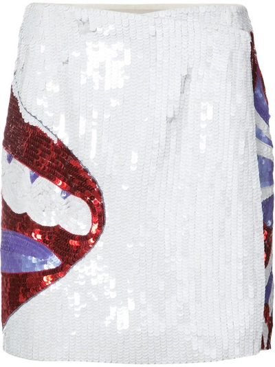 Olympia Le-tan Sequinned Lip Skirt In White