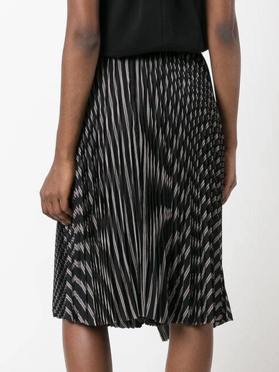 Shop Sacai Striped Pleated Midi-skirt