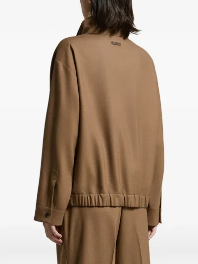 Peserico Half-zip Elasticated-hem Jacket In Brown