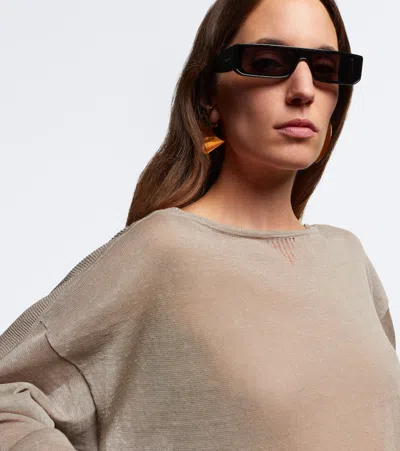 Alaïa Lettering Logo Rectangular Sunglasses In Black