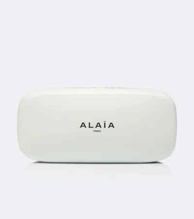 Alaïa Lettering Logo Rectangular Sunglasses In Black