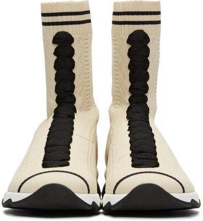 Shop Fendi Beige Sock High-top Sneakers