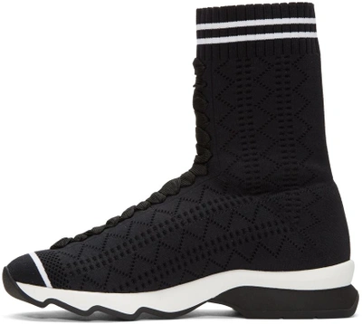 Shop Fendi Black Sock High-top Sneakers In F0kjr Black/white