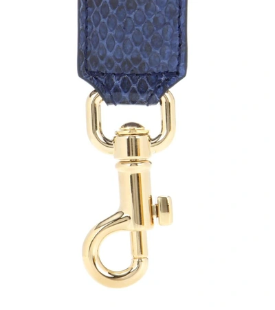Shop Dolce & Gabbana Embellished Snakeskin Shoulder Strap In Blue