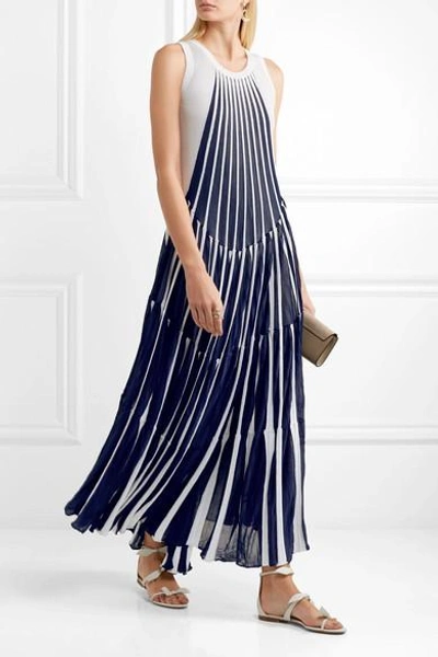 Shop Chloé Pleated Stretch-knit Maxi Dress