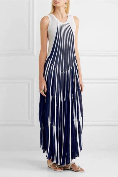 Shop Chloé Pleated Stretch-knit Maxi Dress