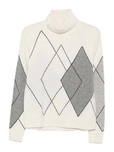 Seventy Argyle-pattern Roll-neck Sweater In White