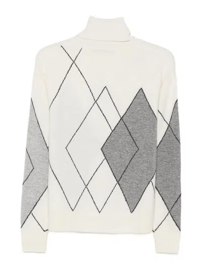 Seventy Argyle-pattern Roll-neck Sweater In White