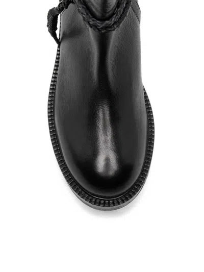 Zolfo Braided-strap Leather Boots In Black