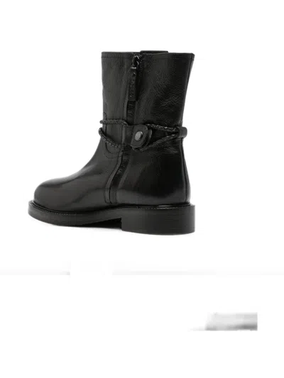 Zolfo Braided-strap Leather Boots In Black