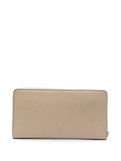 Tory Burch Rectangular Beige Leather Wallet In Beige