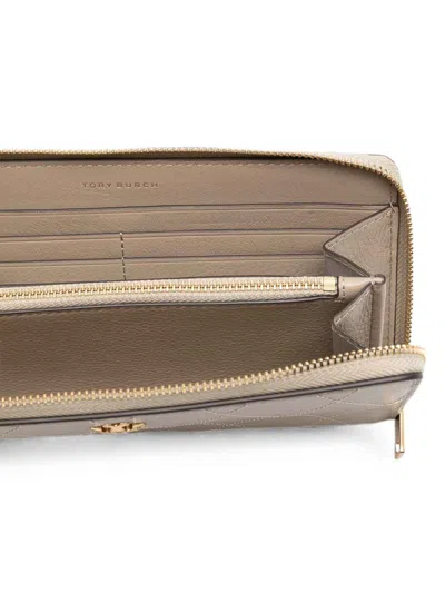 Tory Burch Rectangular Beige Leather Wallet In Beige