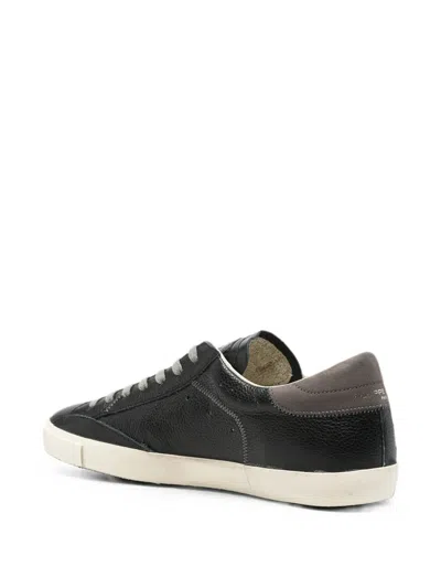 Philippe Model Prsx Logo-patch Leather Sneakers In Black