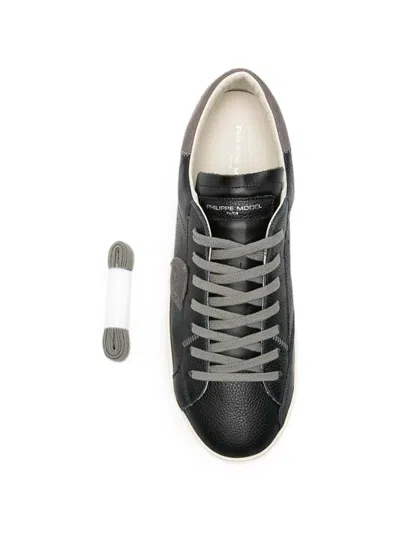 Philippe Model Prsx Logo-patch Leather Sneakers In Black