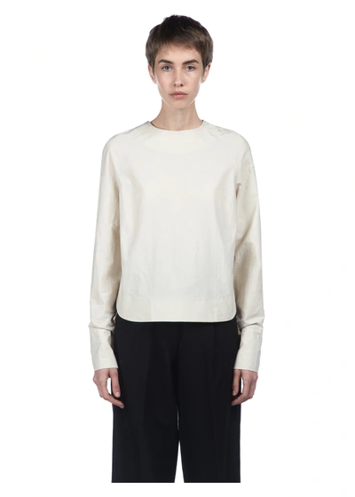 Song For The Mute Collarless Raglan Shirt In Beige