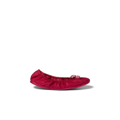 Miu Miu Foldable Technical Fabric Ballerinas In Ruby Red