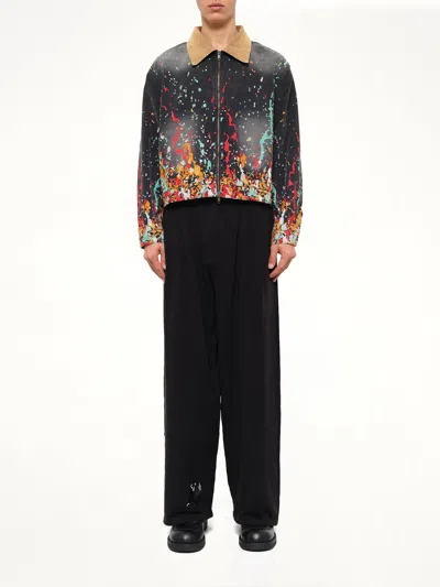 House Of Errors Paint-splatter Corduroy-collar Jacket In Black
