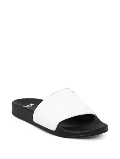 Msgm Logo-embossed Slides In White