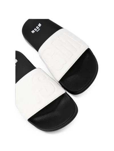 Msgm Logo-embossed Slides In White