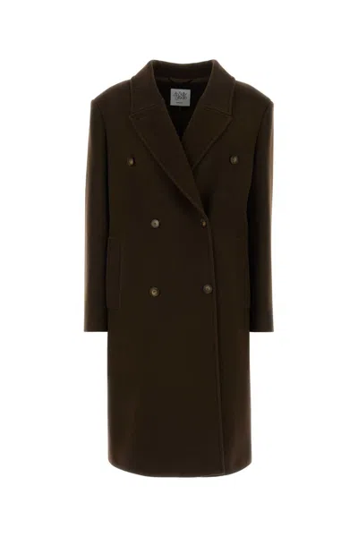 Le Sully Studio Double-breasted Wool Coat In Brown