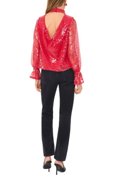 1.state Drape Back Sequin Top In Deep Rouge