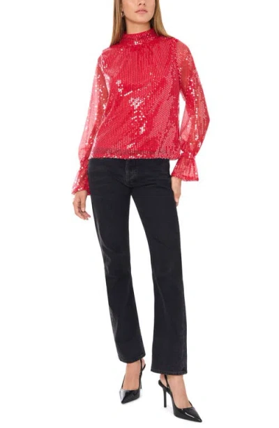 1.state Drape Back Sequin Top In Deep Rouge
