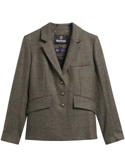 Barbour Browning Check-pattern Notched-lapel Jacket In Gray