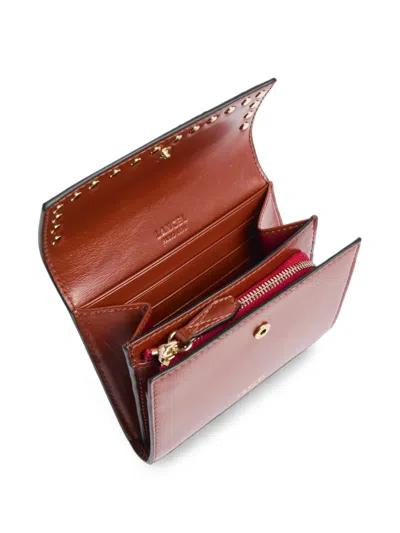 Lancel Studs Leather Wallet In Brown