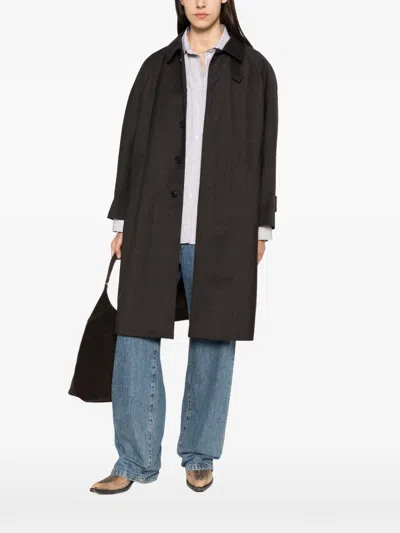 Dunst Check-pattern Coat In Black