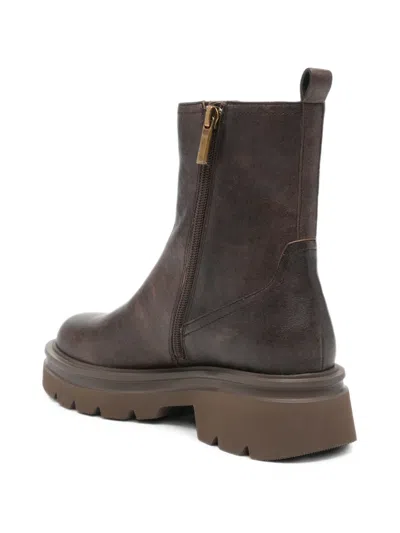 Bruno Premi Elasticated-panel Leather Ankle Boots In Brown