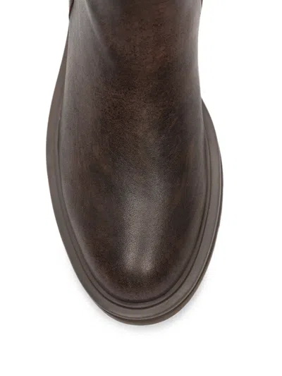 Bruno Premi Elasticated-panel Leather Ankle Boots In Brown
