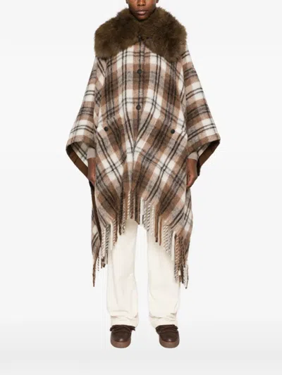 Moncler Check-pattern Cape In Multi