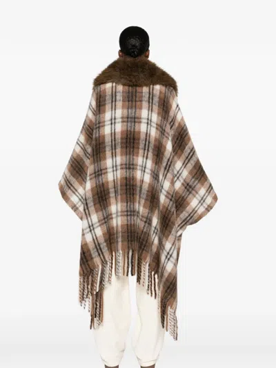 Moncler Check-pattern Cape In Multi