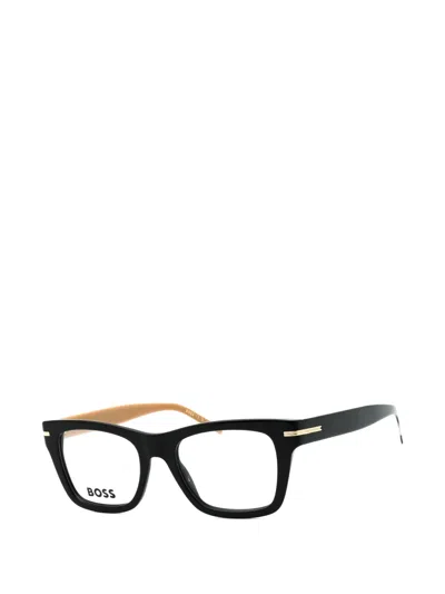 Hugo Boss Ladies Black Rectangular Eyeglass Frames Boss1522 In Black