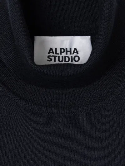 Alpha Studio Roll-neck Wool Sweater In Multi