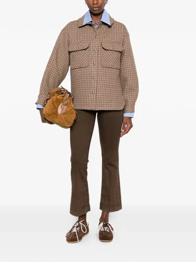 Sosue Check-pattern Flap-pocket Jacket In Neutral