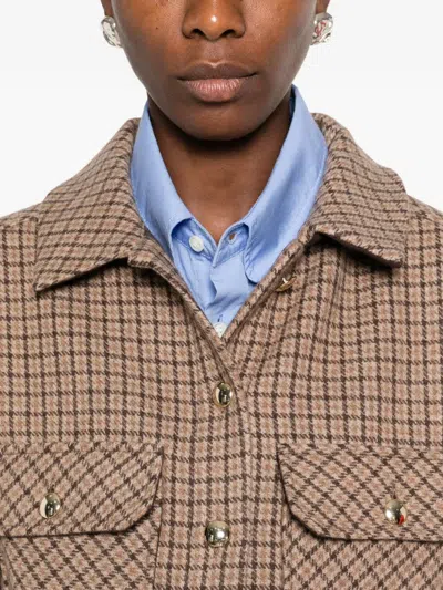 Sosue Check-pattern Flap-pocket Jacket In Neutral