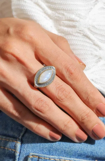 Ys Gems Moonstone Statement Ring In Blue