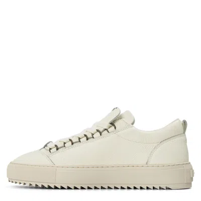 Represent Grained Leather Thick Sole Low-top Sneakers In White